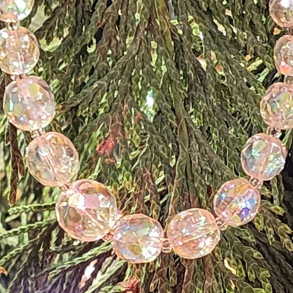 Vintage Fancy Aurora Borealis AB Crystal Bead Single Strand Necklace 20